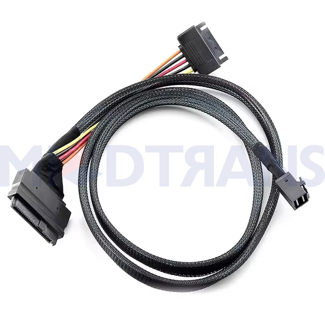 Internal Mini SAS SFF-8643 to U.2 SFF-8639 NVMe SSD Cable Male SATA Power Connector Cable