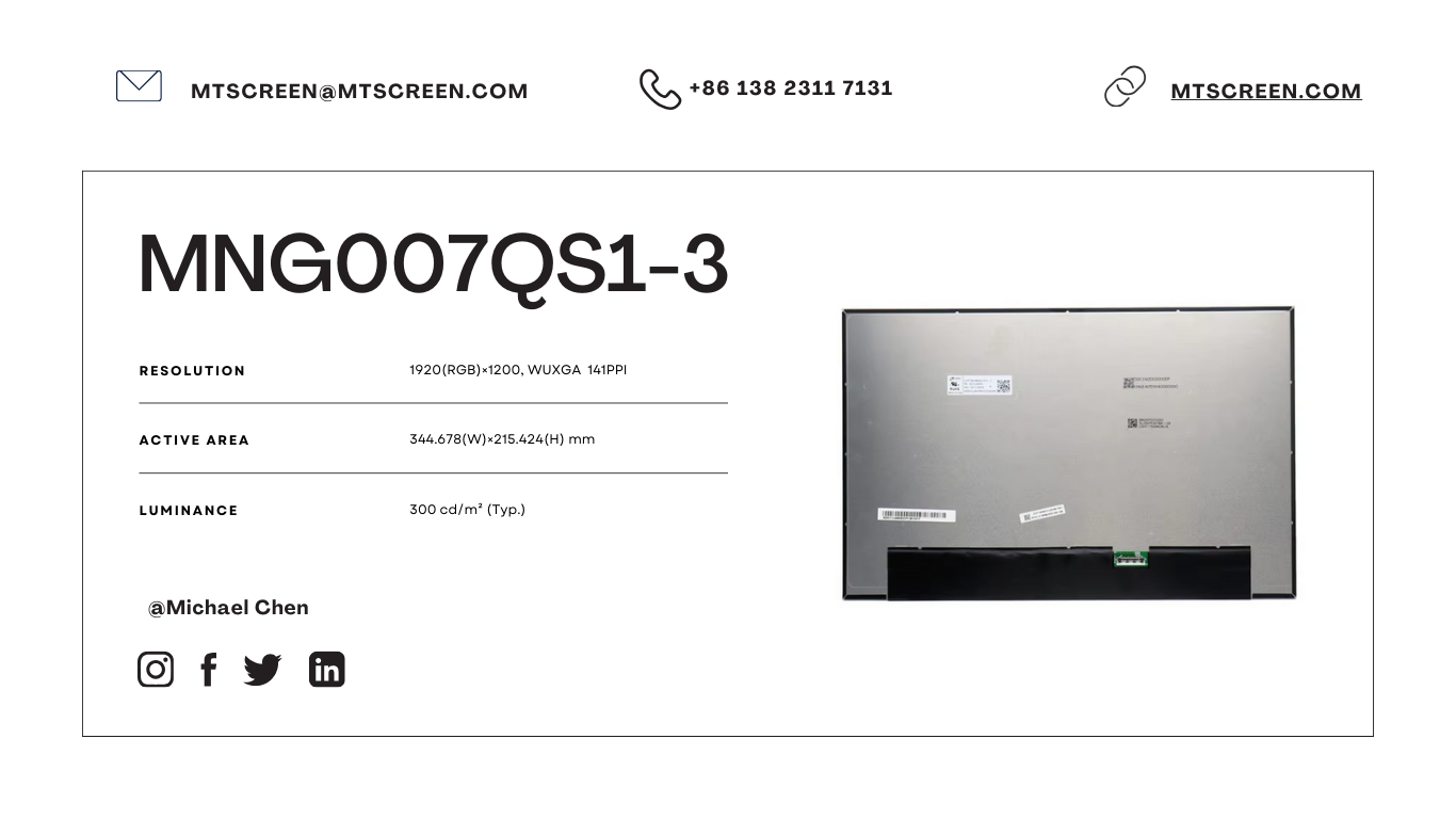 In-Stock Supply: MNG007QS1-3 16-Inch LCD Screen, Efficiently Meeting Your Procurement Needs