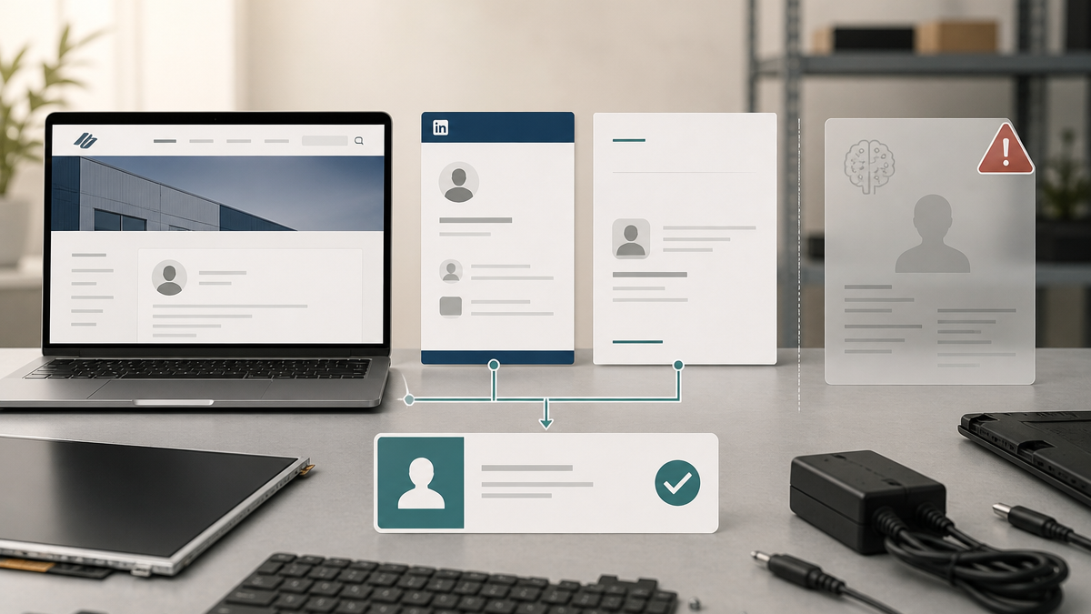 How should a buyer check that a supplier's named sales contact is a real, consistent person?